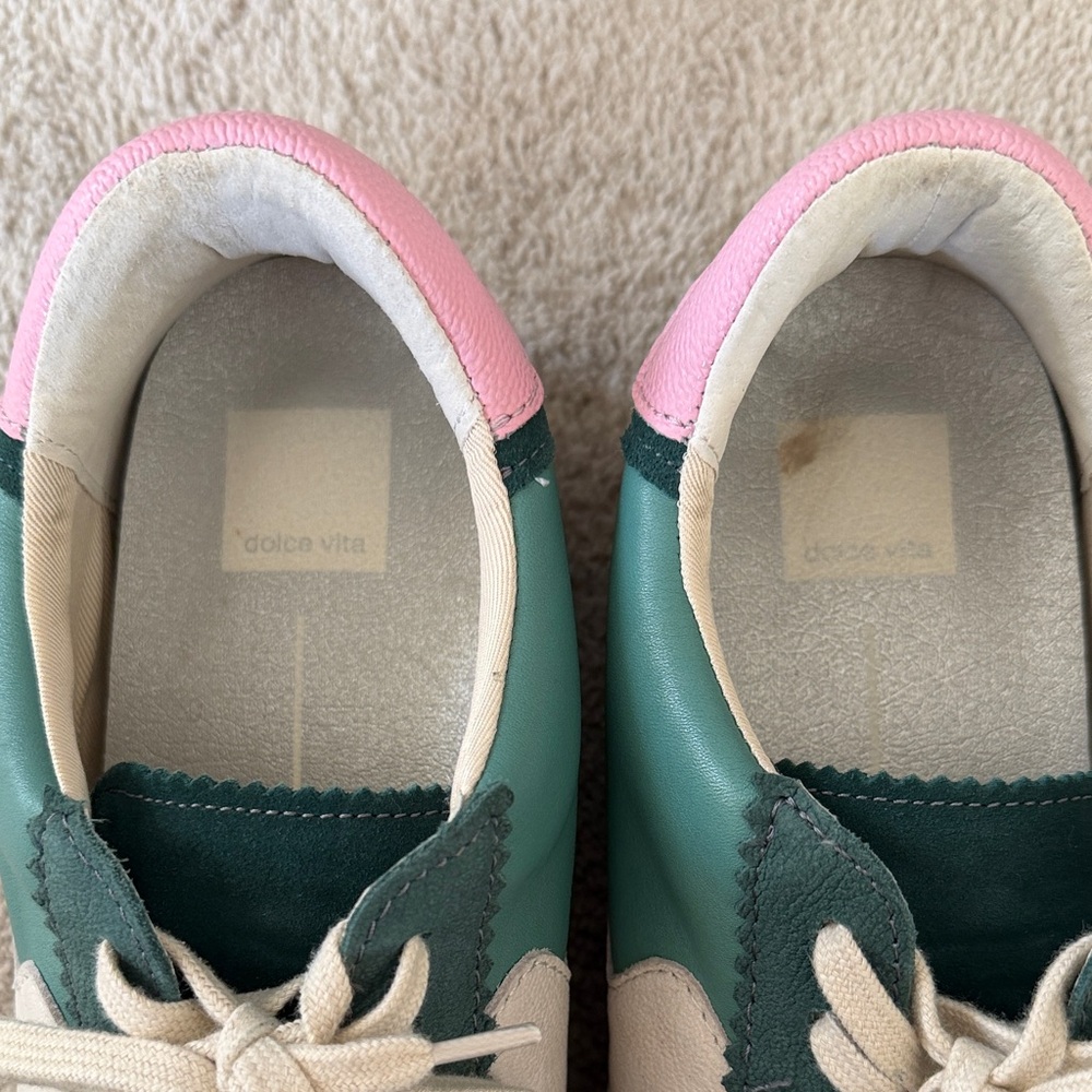 Dolce Vita Green and Pink Lace-Up Sneakers - Picture 4 of 8